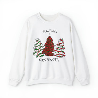 Snowflakes & Christmas Tree Cake Sweatshirt Unisex Heavy Blend™ Crewneck Sweatshirt