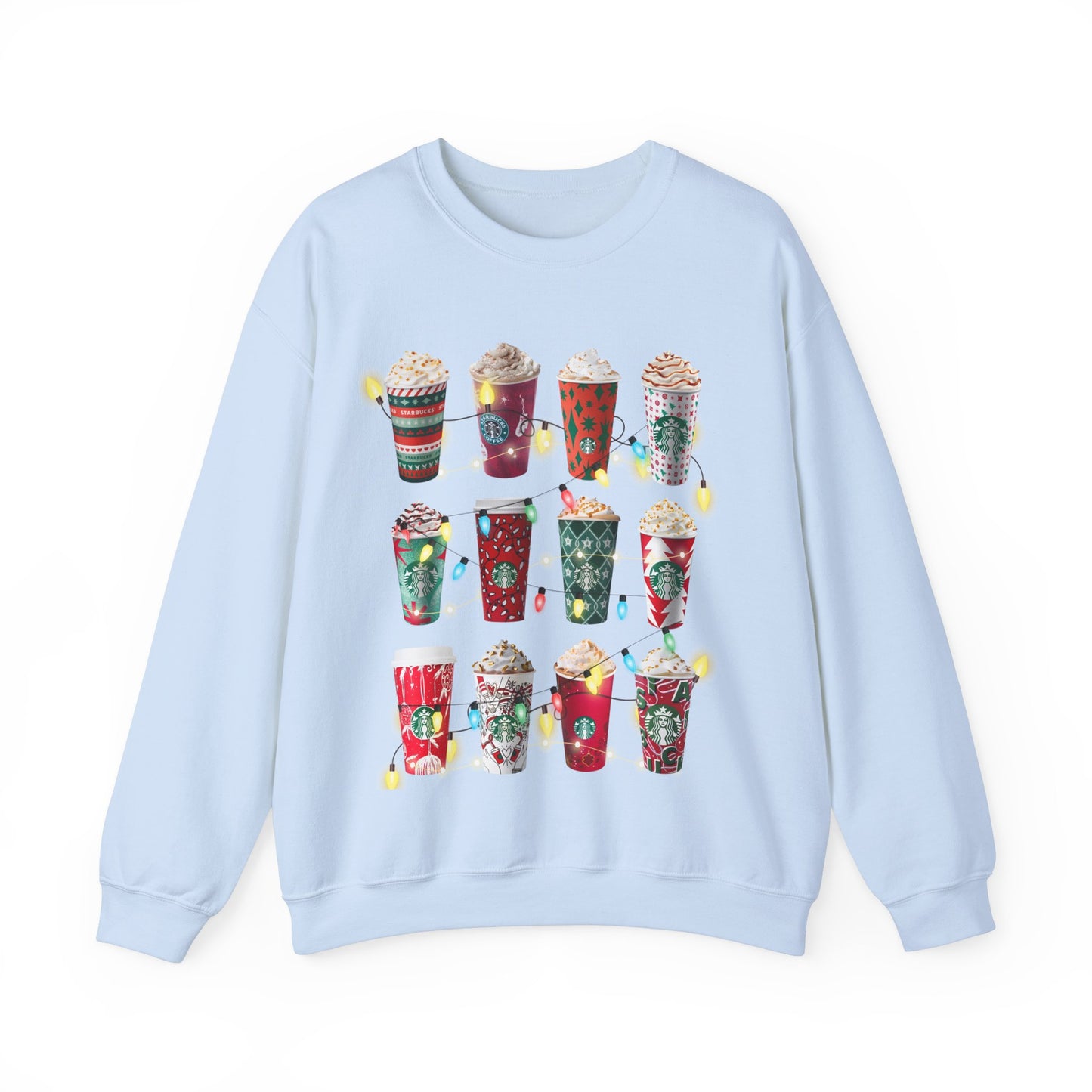 Starbucks Christmas Lights Sweatshirt Unisex Heavy Blend™ Crewneck Sweatshirt