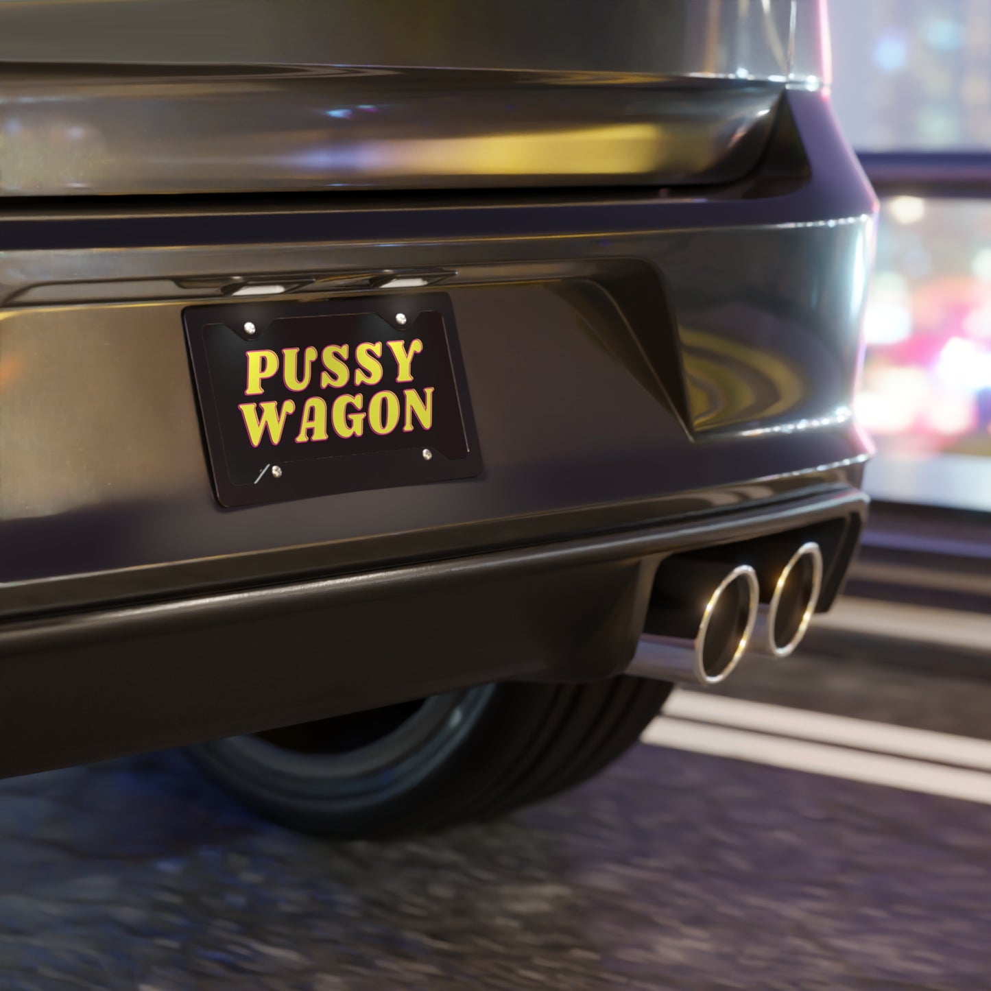 P*ssy Wagon Black Vanity Plate