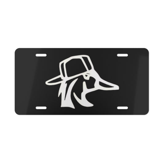 Backward Hat Duck Black Vanity Plate