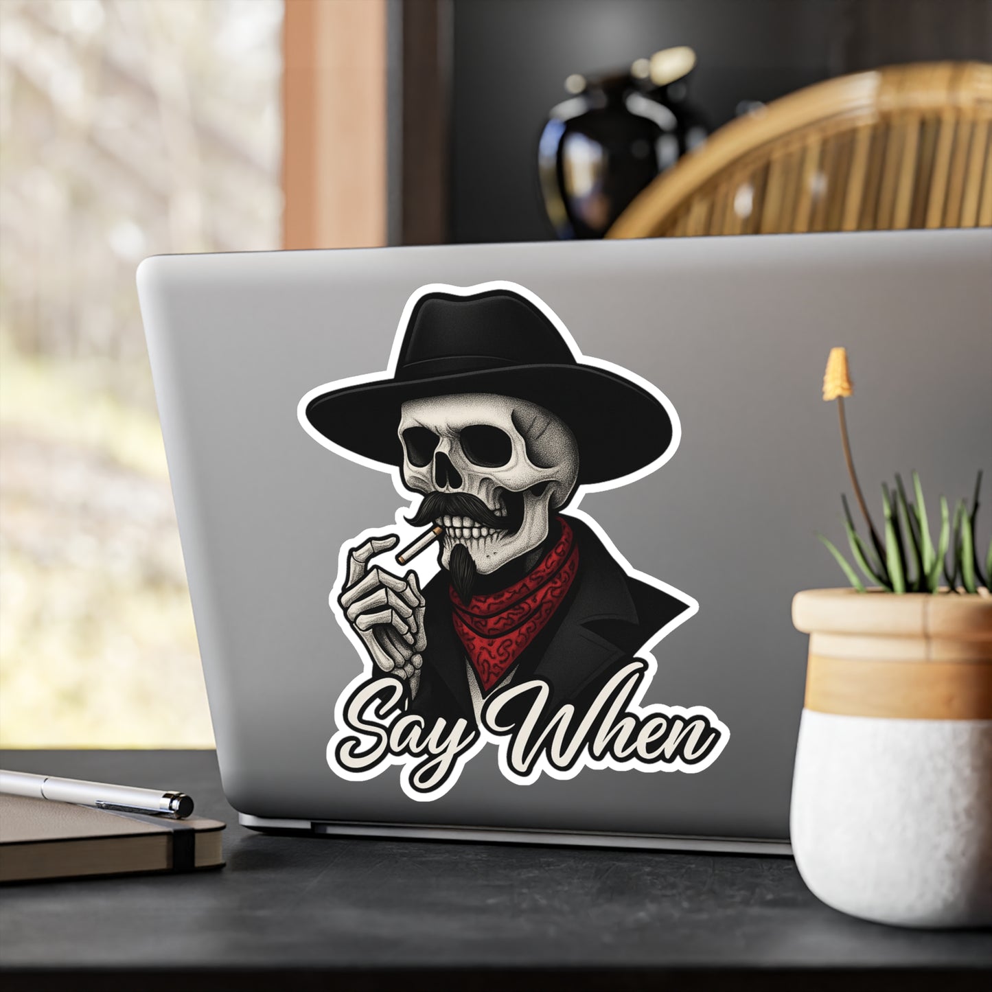 Say When Doc Holiday Skeleton Skull Tombstone Quote Western Vinyl Decal