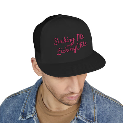 Sucking Ts and Licking Cs (Pink Thread) Panel Trucker Cap (Embroidery)