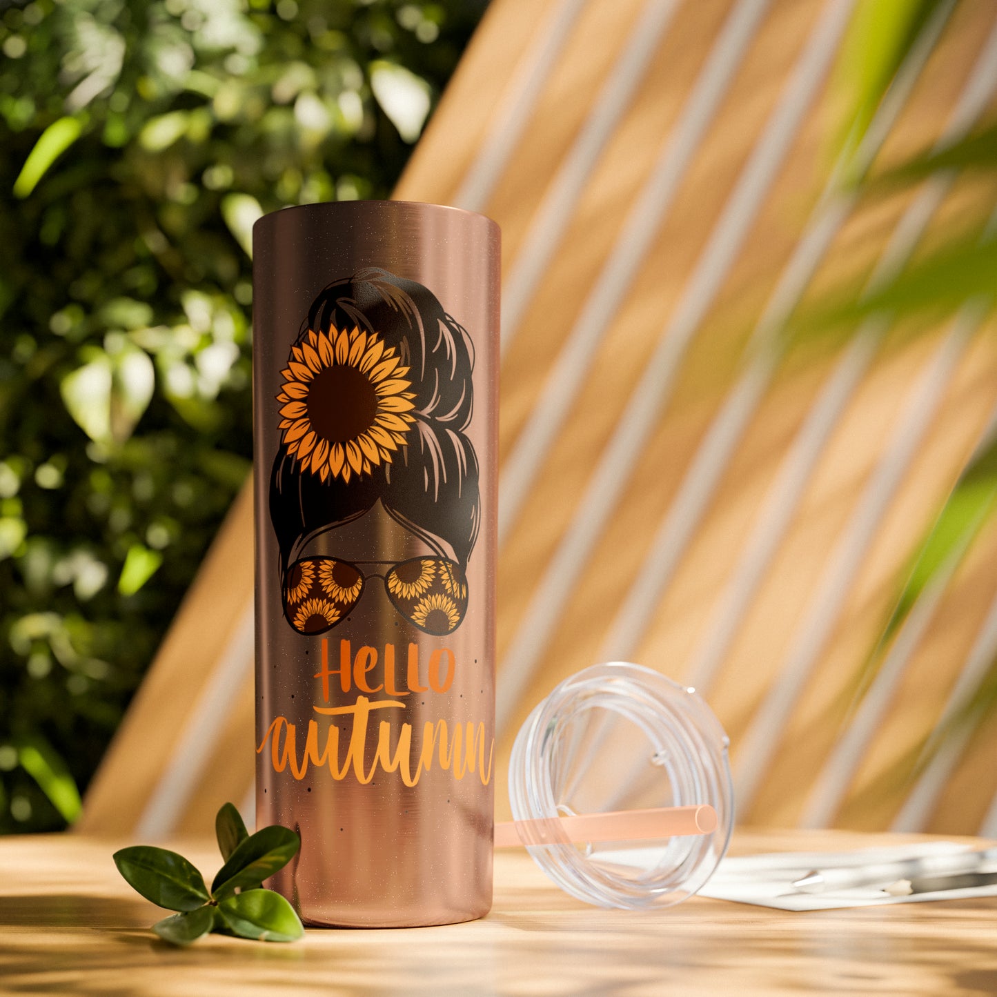 Hello Autumn Skinny Tumbler with Straw, 20oz