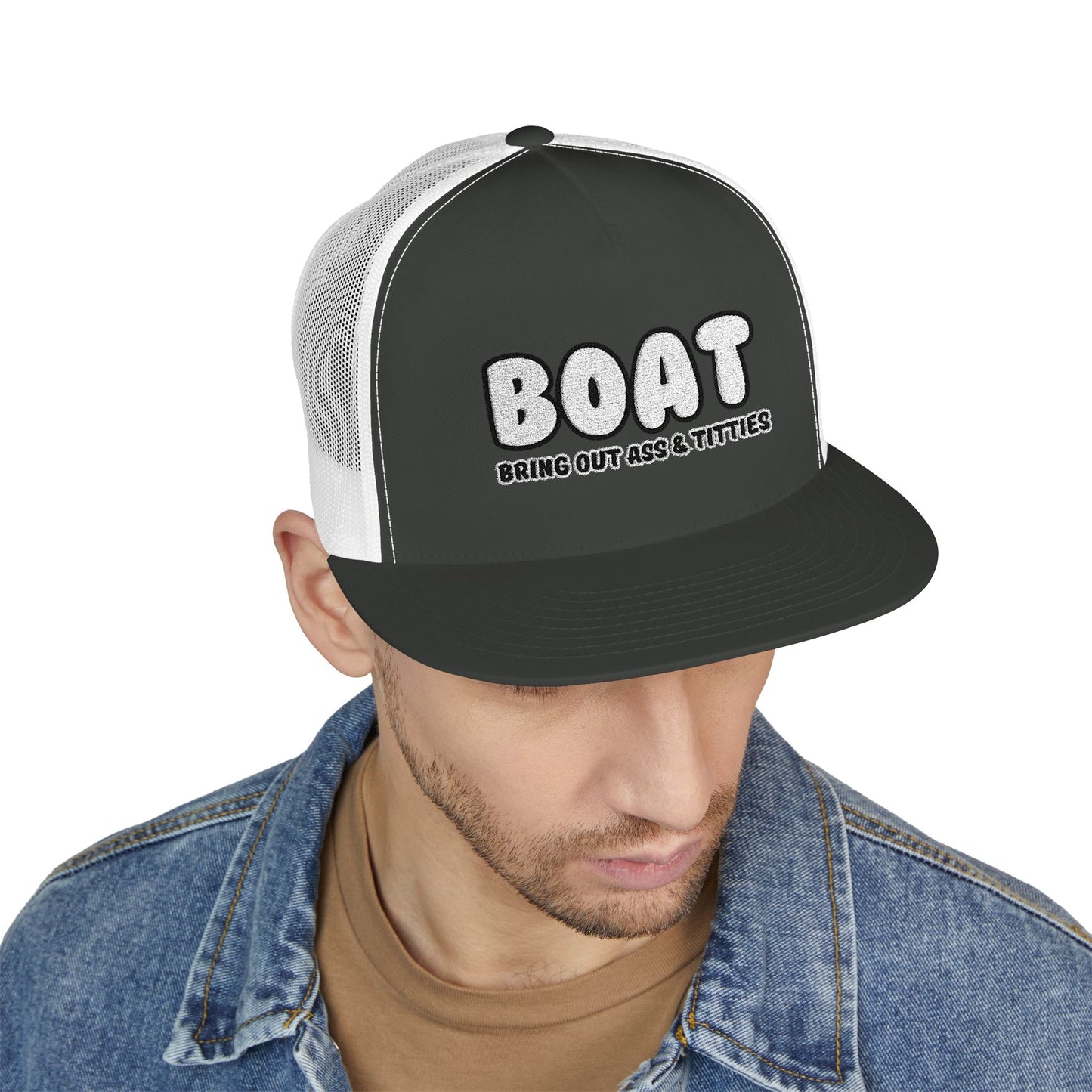 BOAT 5 Panel Trucker Cap (Embroidery)