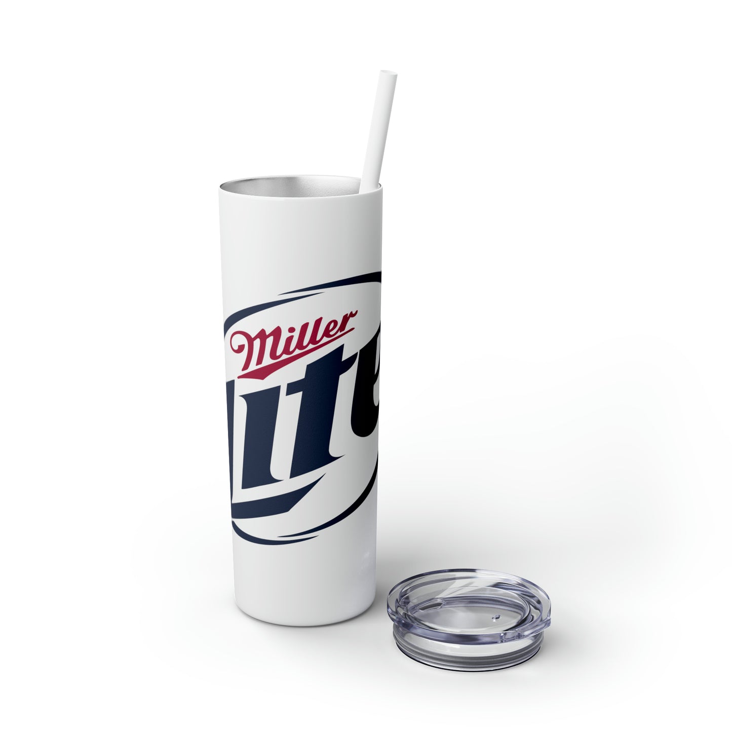 Miller Light Beer Skinny Tumbler with Straw, 20oz