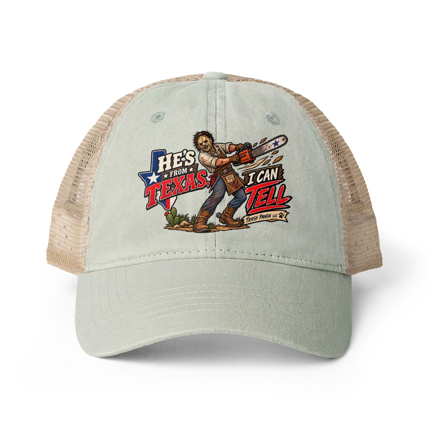 He's From Texas Women's Washed Mesh-Back Ponytail Cap