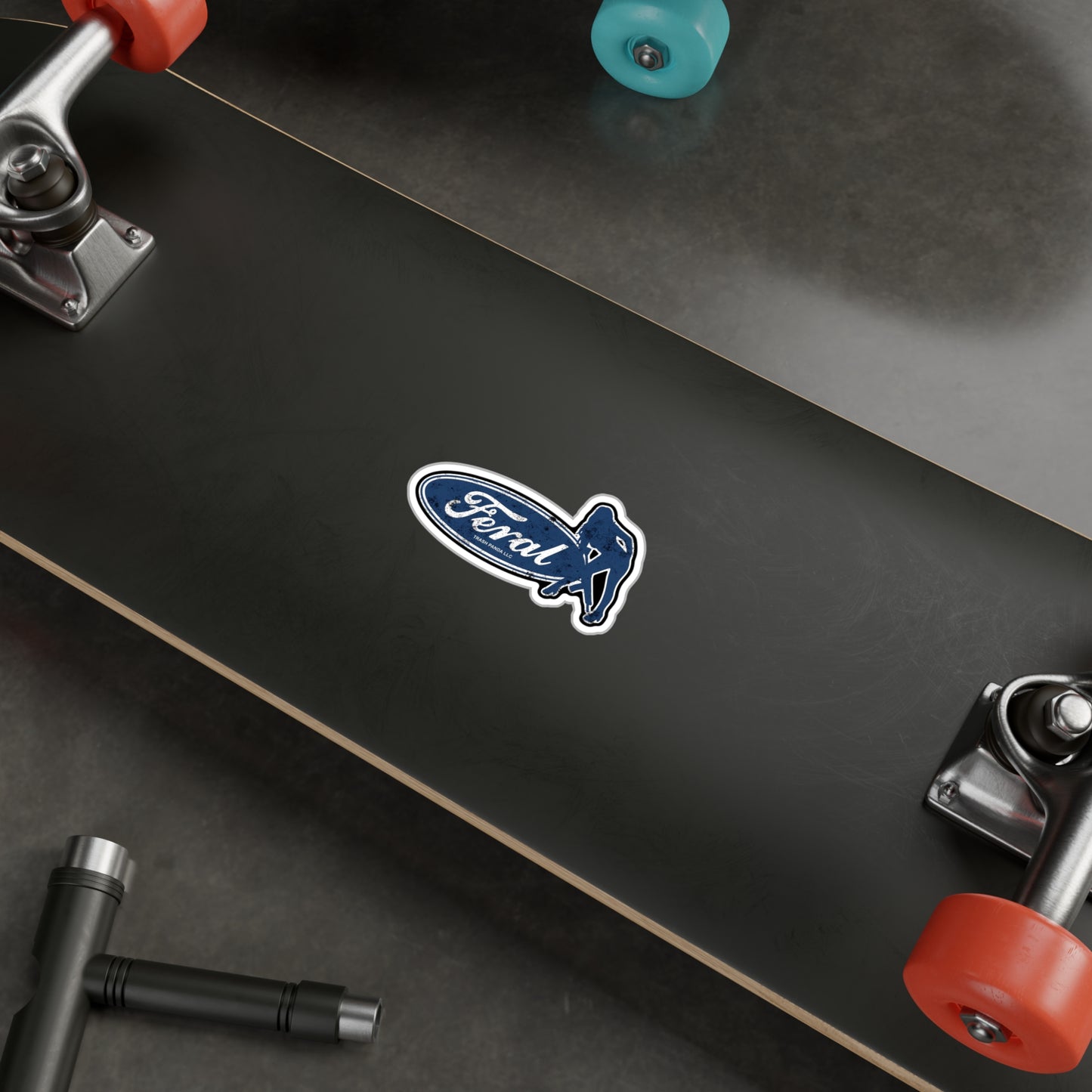 Feral Blue Oval Vinyl Decals