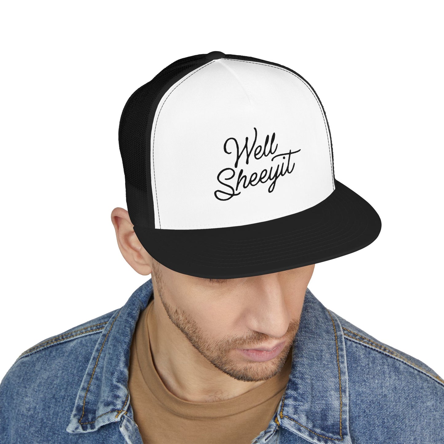 Well Sheeyit 5 Panel Trucker Cap (Embroidery)