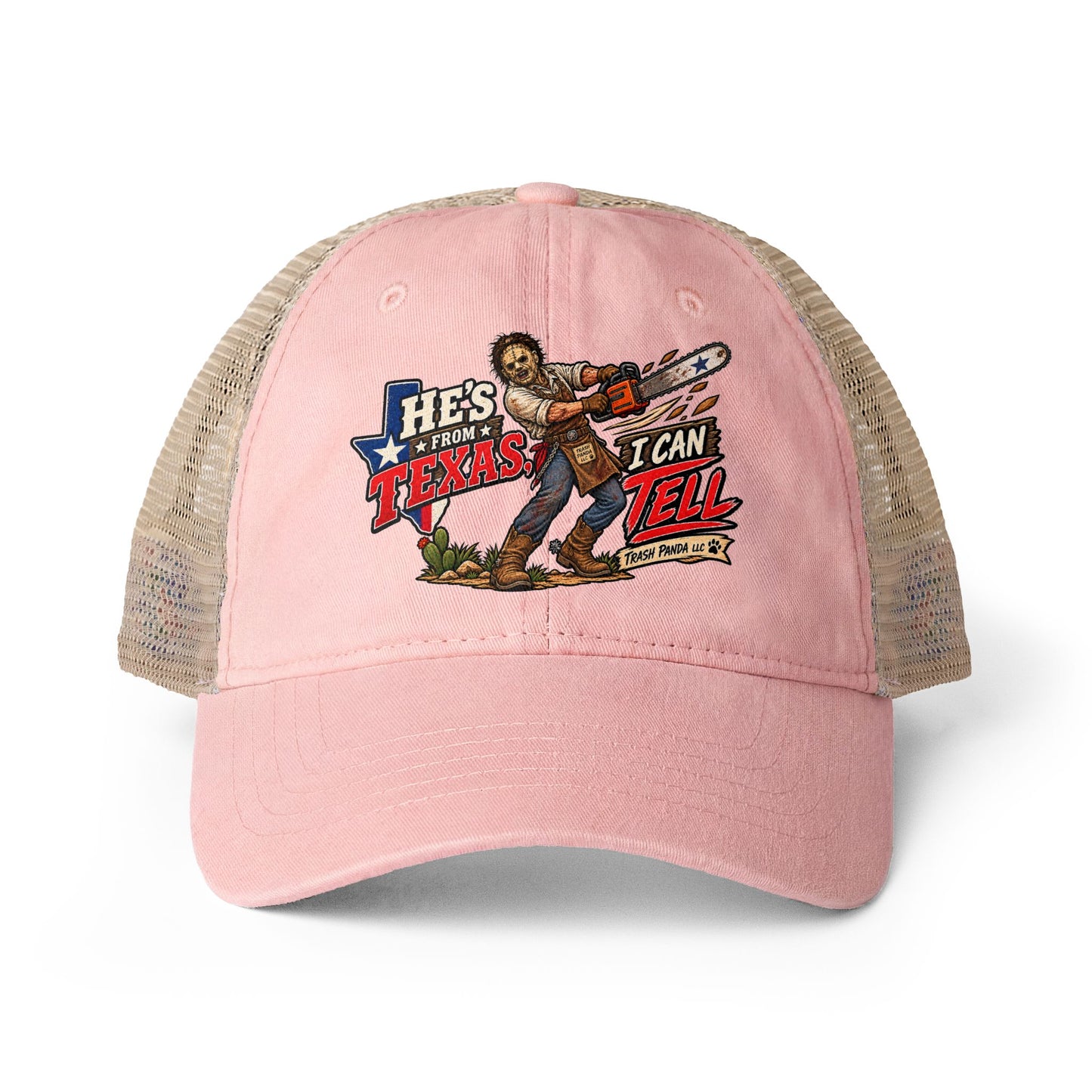 He's From Texas Women's Washed Mesh-Back Ponytail Cap