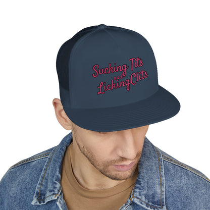 Sucking Ts and Licking Cs (Pink Thread) Panel Trucker Cap (Embroidery)