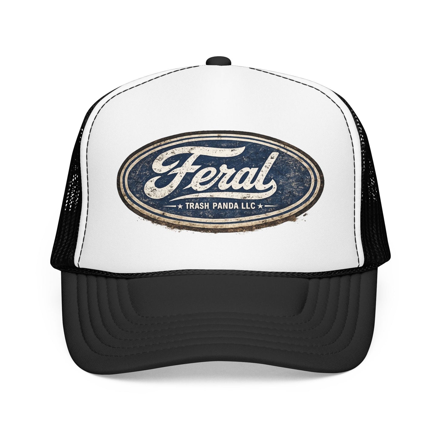 Feral Blue Oval Foam Trucker Hat (Printed)