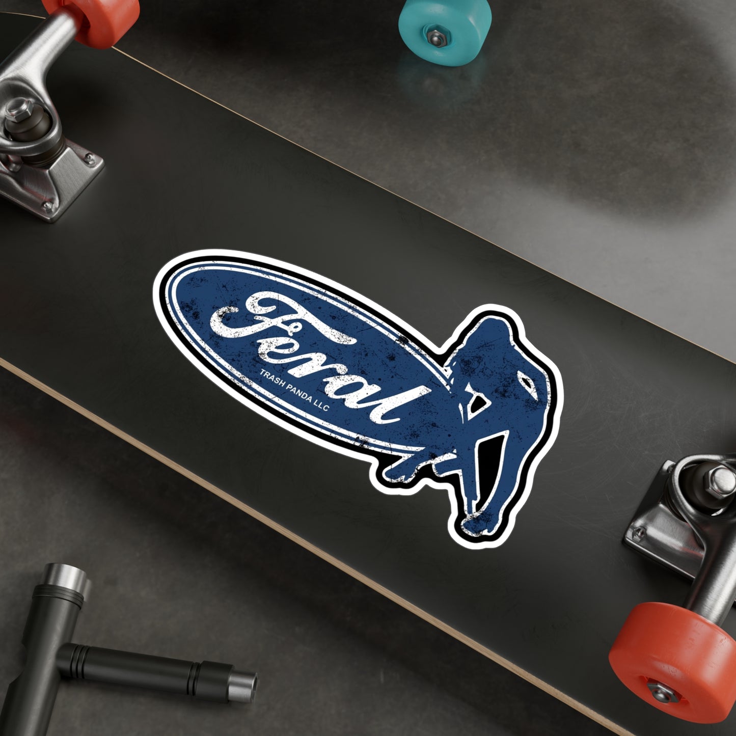 Feral Blue Oval Vinyl Decals