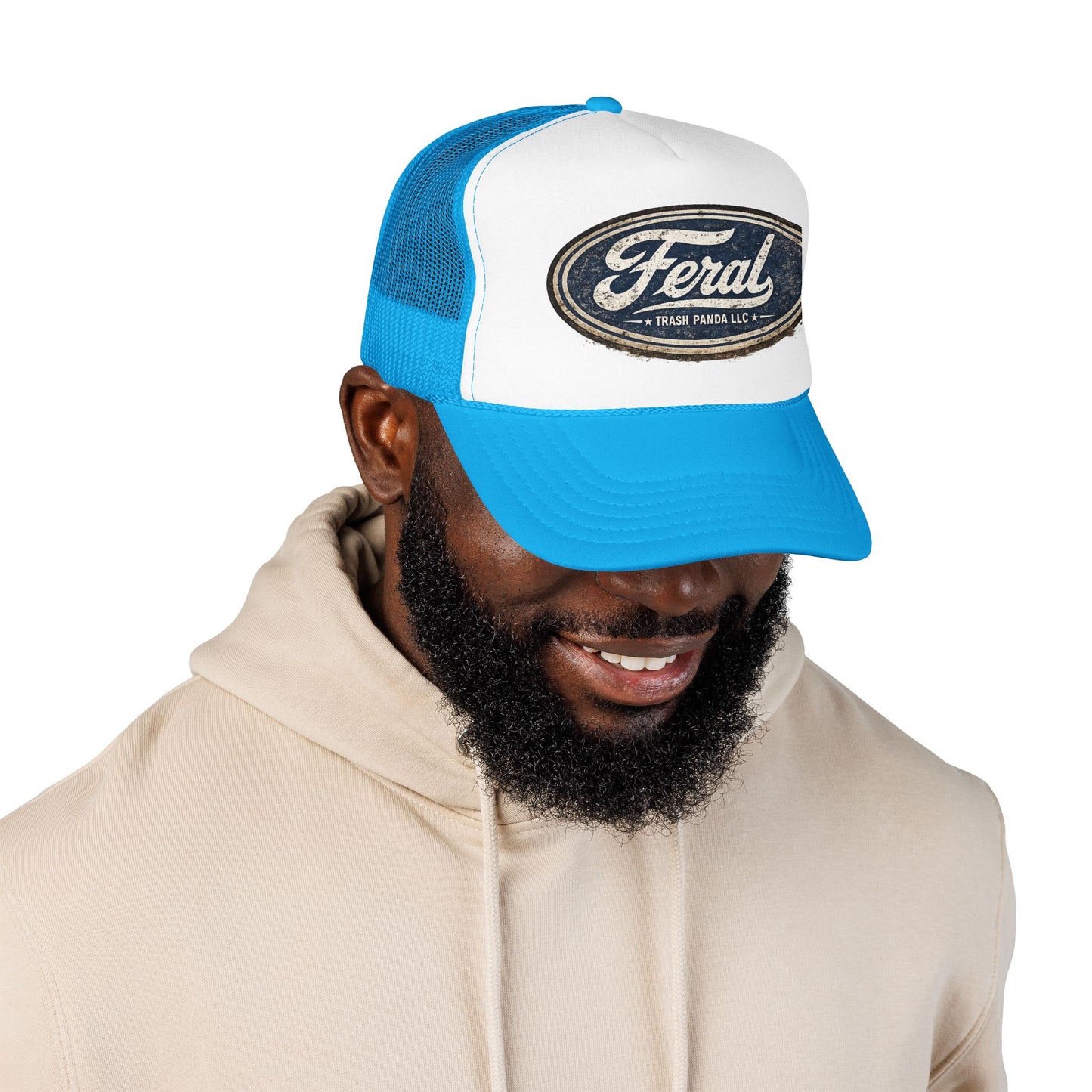 Feral Blue Oval Foam Trucker Hat (Printed)