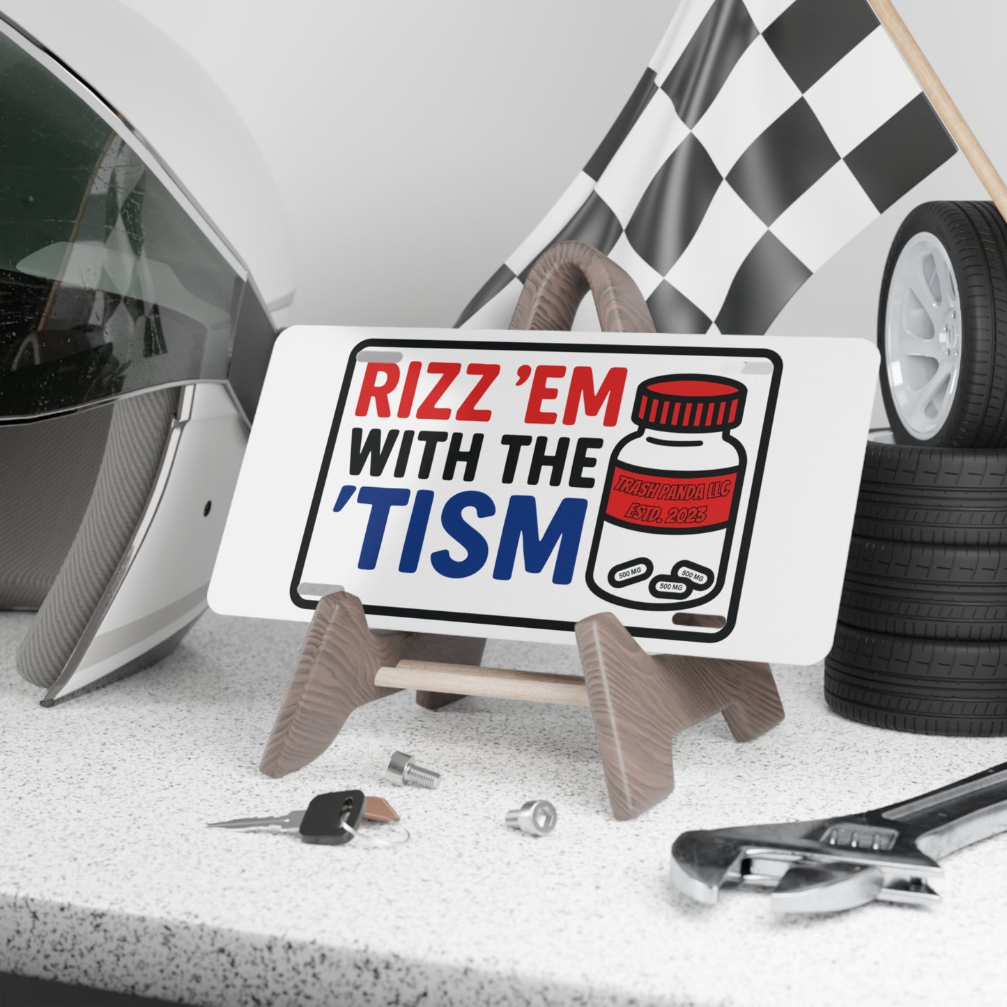 Rizz Em W/ Tism (Tynl) White Vanity Plate