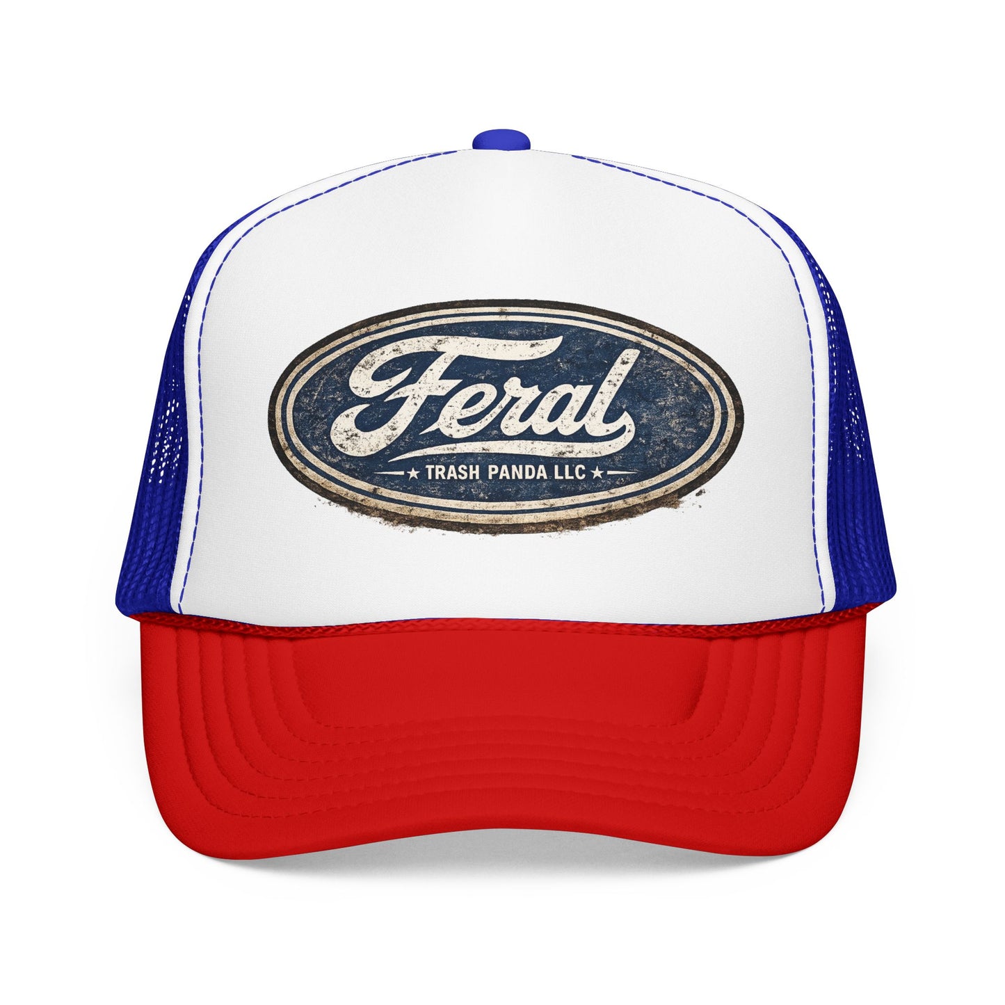 Feral Blue Oval Foam Trucker Hat (Printed)
