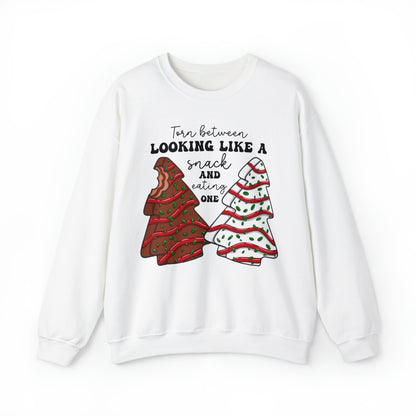 Looking Like A Snack Christmas Tree Cake Sweatshirt Unisex Heavy Blend™ Crewneck Sweatshirt