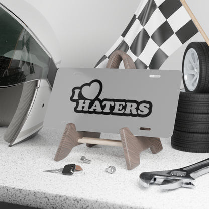 I Heart Haters Grey Vanity Plate