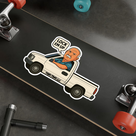 Angry Grandpa Lock Em Up Truck Vinyl Decal