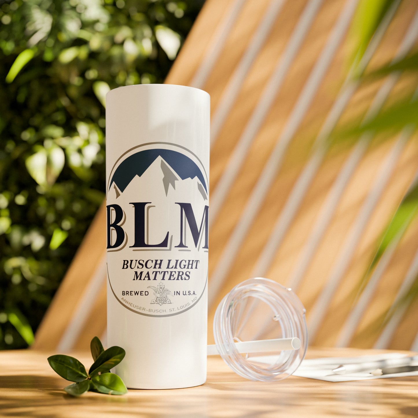 BLM Busch Logo Skinny Tumbler with Straw, 20oz