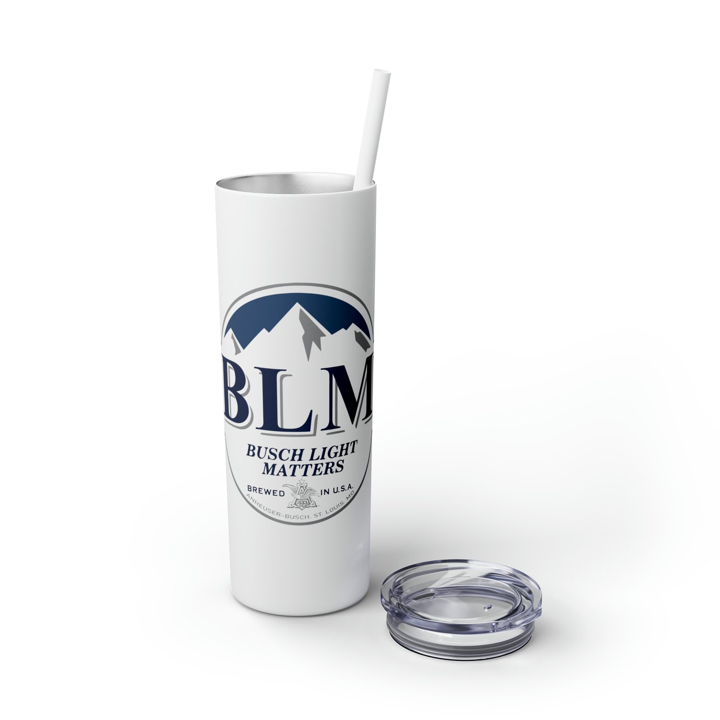 BLM Busch Logo Skinny Tumbler with Straw, 20oz