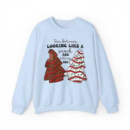 Looking Like A Snack Christmas Tree Cake Sweatshirt Unisex Heavy Blend™ Crewneck Sweatshirt