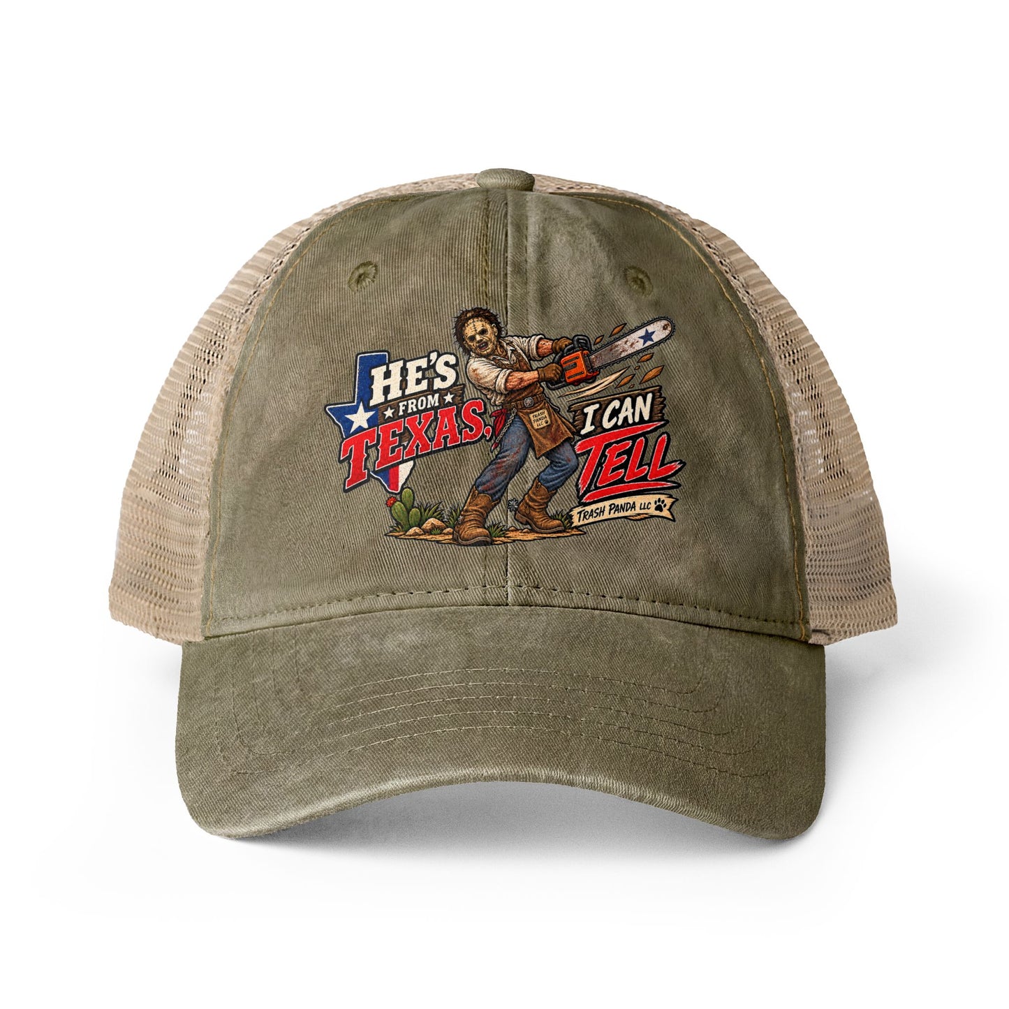 He's From Texas Women's Washed Mesh-Back Ponytail Cap