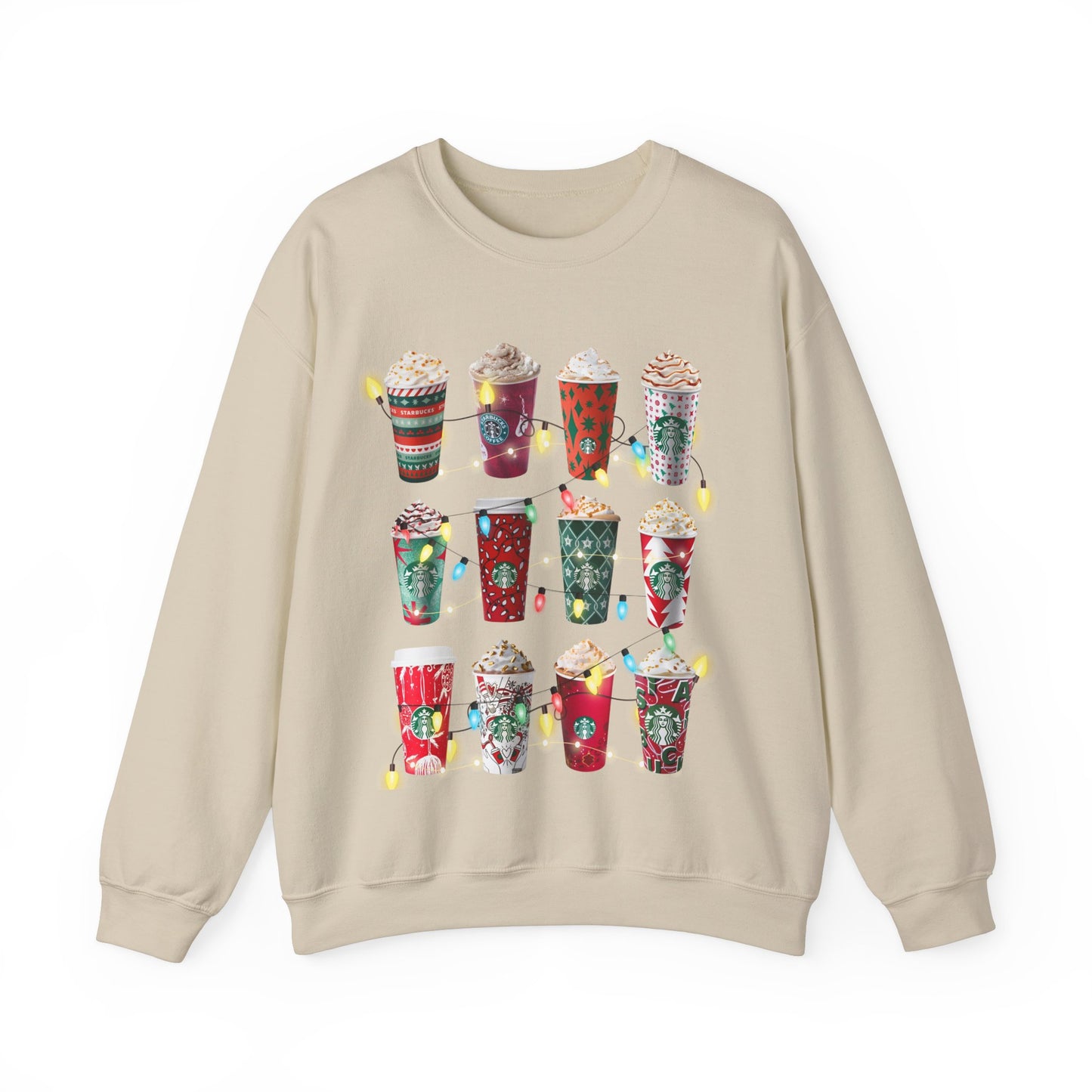 Starbucks Christmas Lights Sweatshirt Unisex Heavy Blend™ Crewneck Sweatshirt