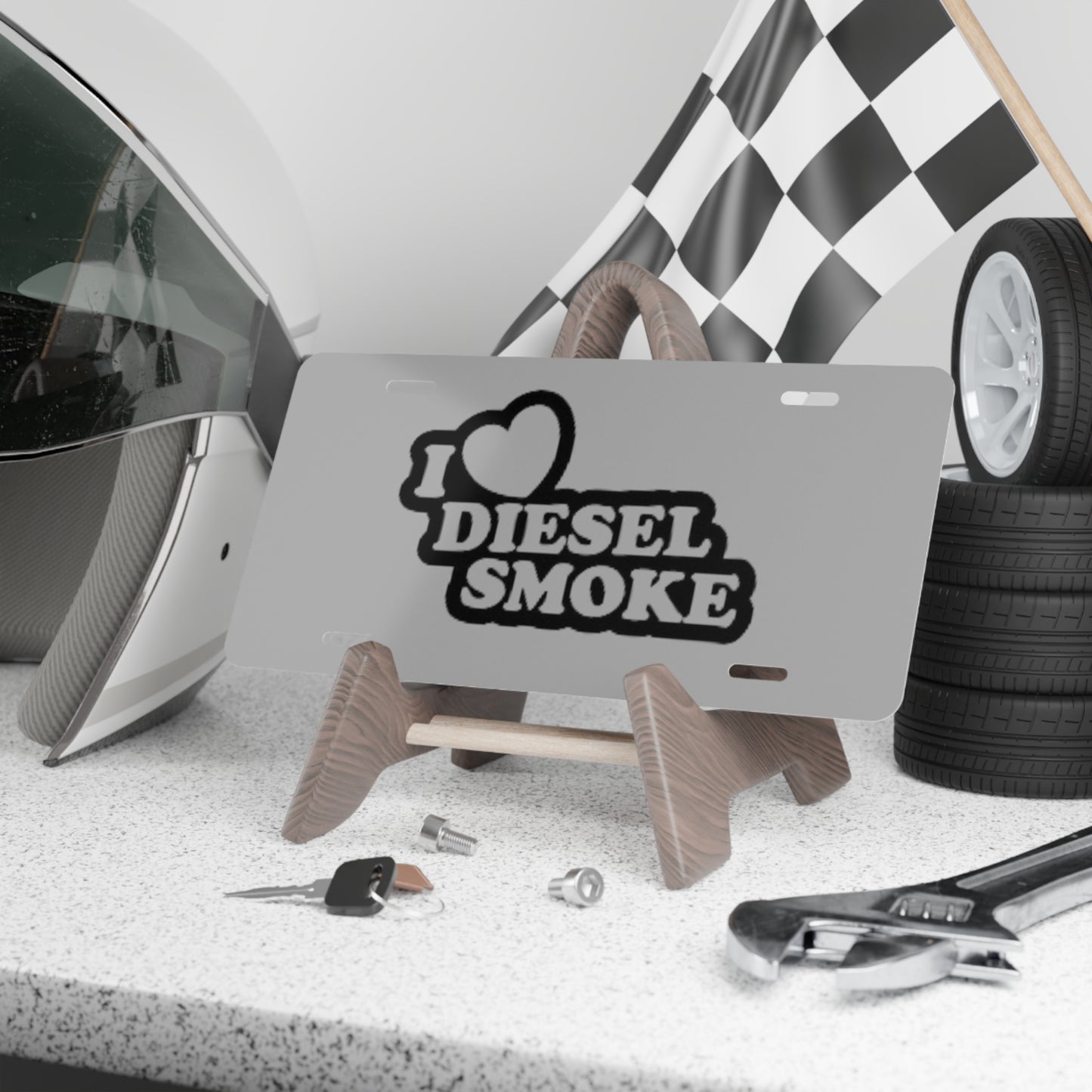 I Heart Diesel Smoke Grey Vanity Plate