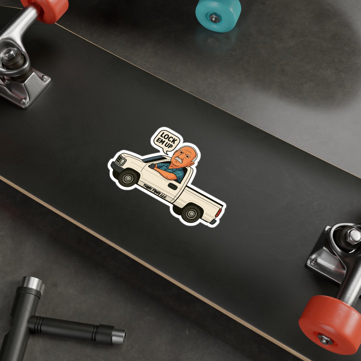 Angry Grandpa Lock Em Up Truck Vinyl Decal