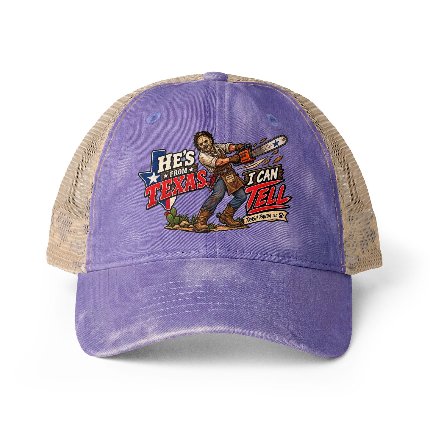 He's From Texas Women's Washed Mesh-Back Ponytail Cap