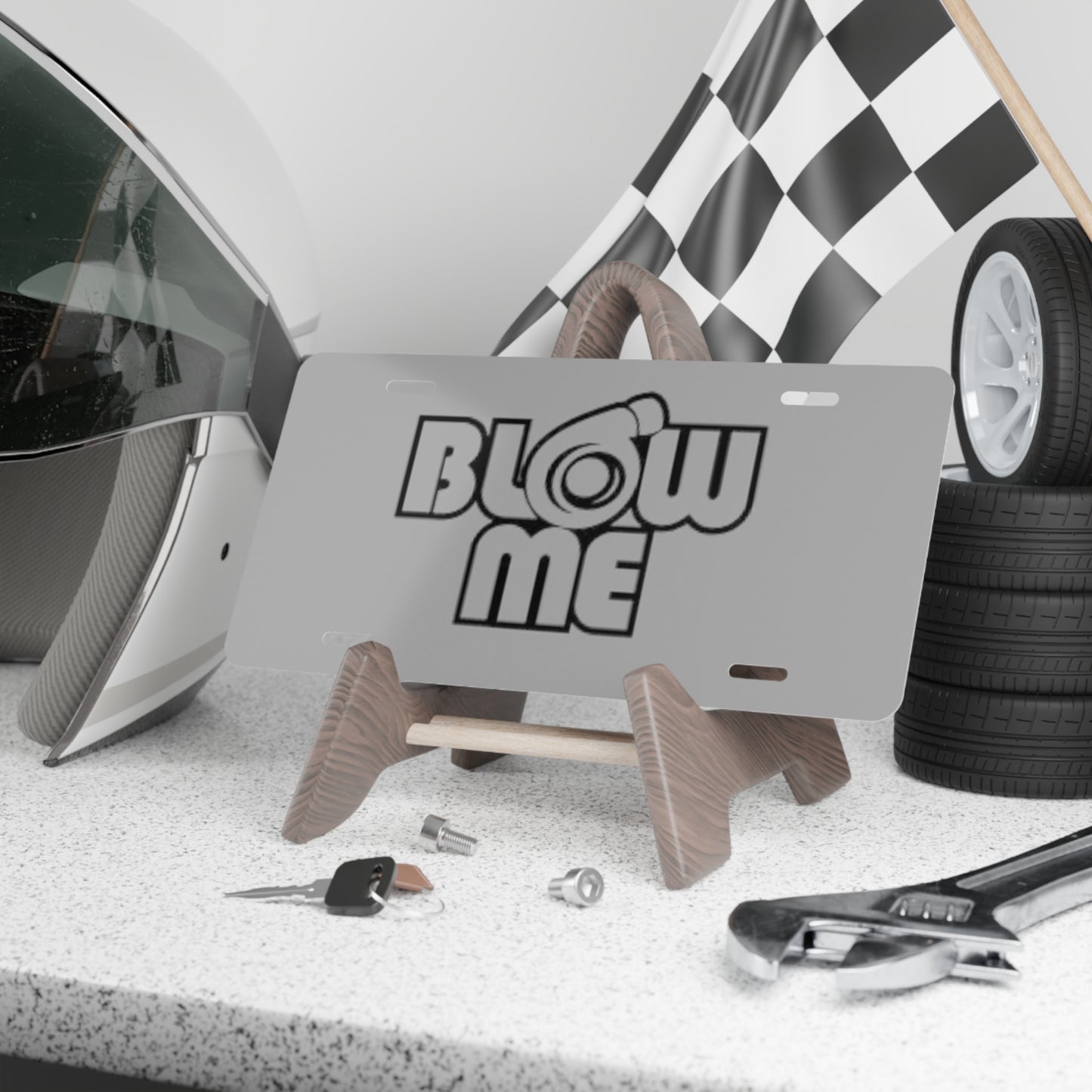 Blow Me Grey Vanity Plate