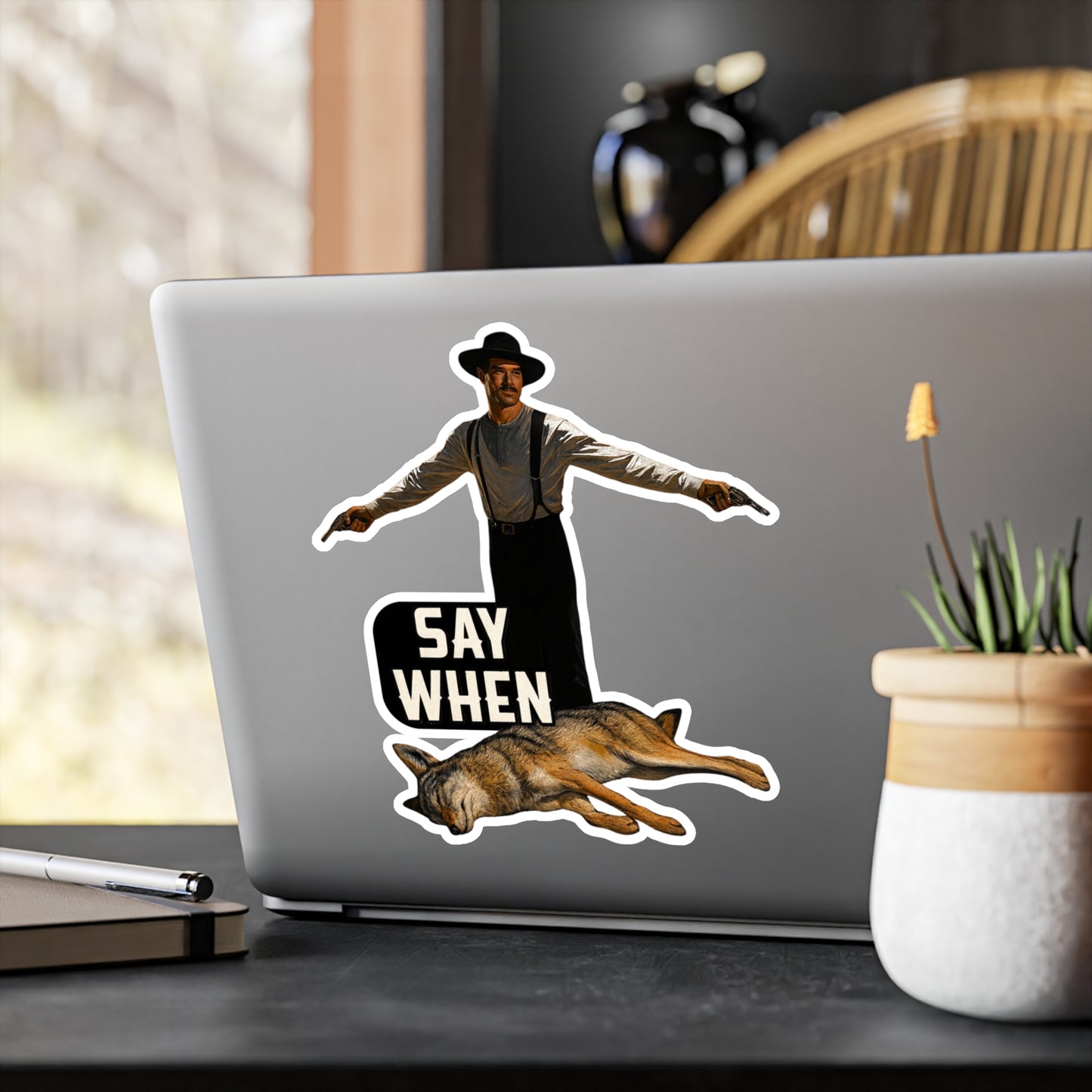 Say When Doc Holiday Coyote Vinyl Decal