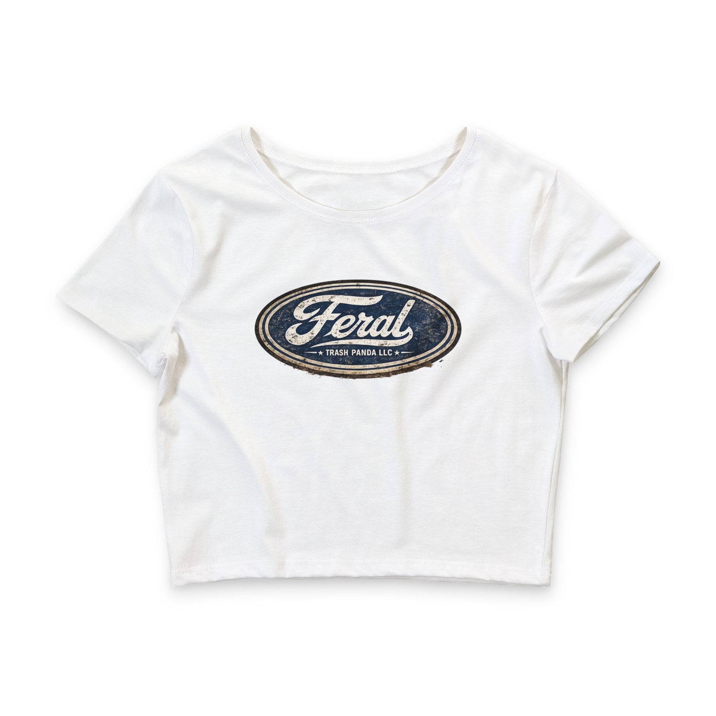 Feral Blue Oval Women’s Poly-Cotton Crop Tee