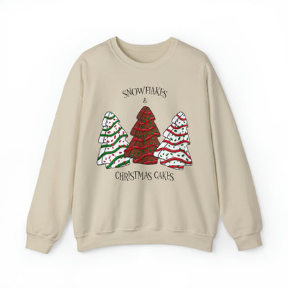 Snowflakes & Christmas Tree Cake Sweatshirt Unisex Heavy Blend™ Crewneck Sweatshirt