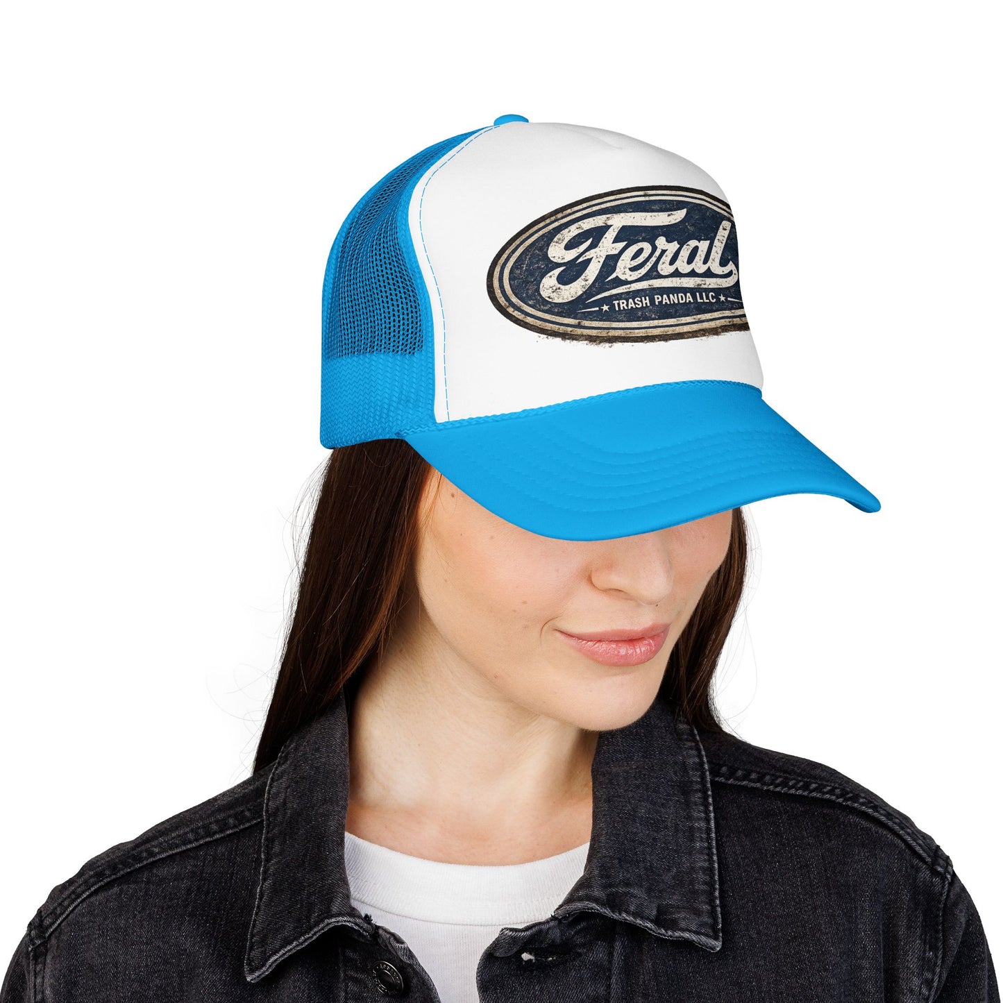 Feral Blue Oval Foam Trucker Hat (Printed)
