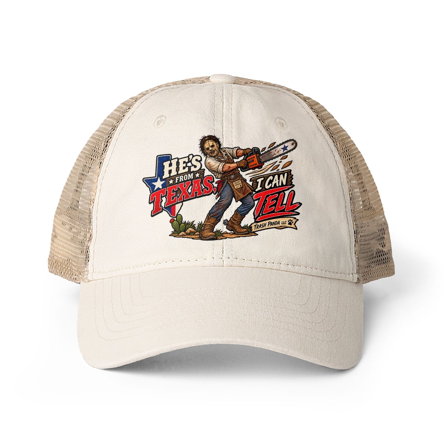 He's From Texas Women's Washed Mesh-Back Ponytail Cap