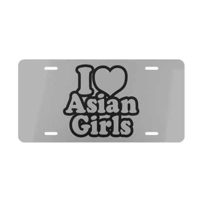 I Heart Asian Girls Grey Vanity Plate