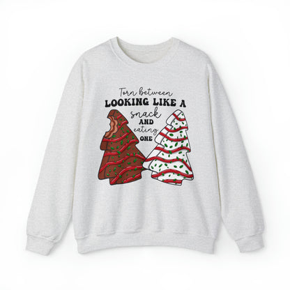 Looking Like A Snack Christmas Tree Cake Sweatshirt Unisex Heavy Blend™ Crewneck Sweatshirt