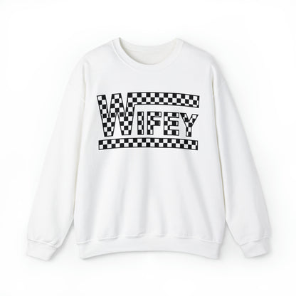 Checkered Wifey Unisex Heavy Blend™ Crewneck Sweatshirt