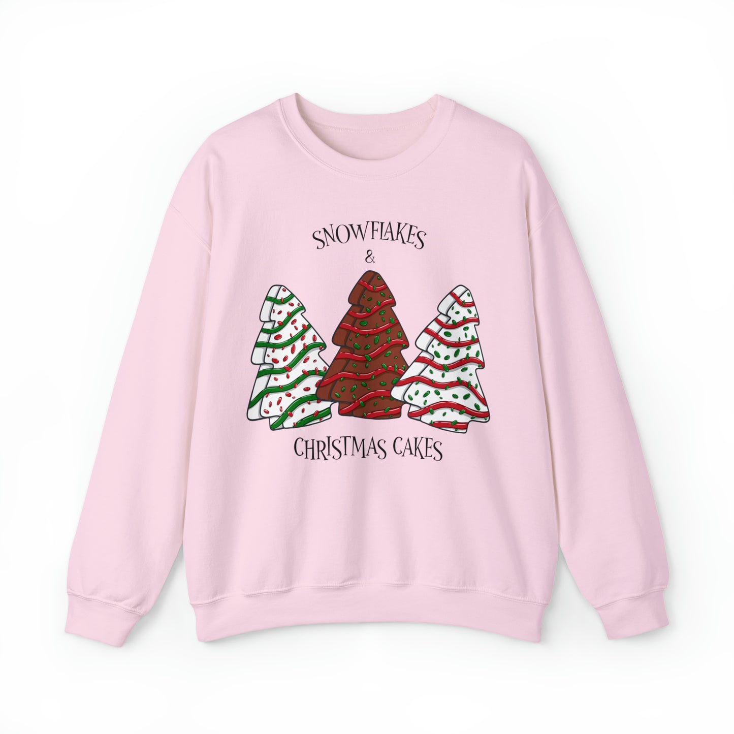 Snowflakes & Christmas Tree Cake Sweatshirt Unisex Heavy Blend™ Crewneck Sweatshirt