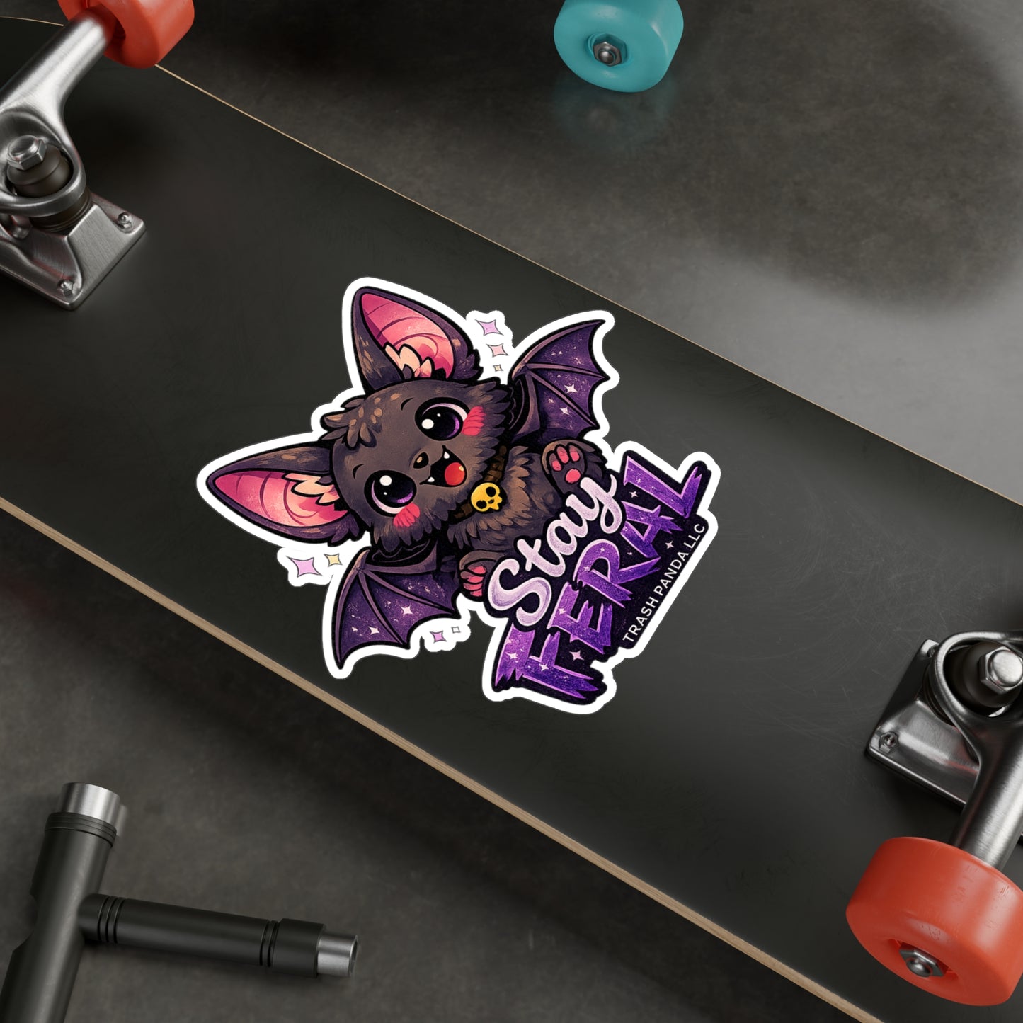 Stay Feral Cute Bat Vinyl Decal