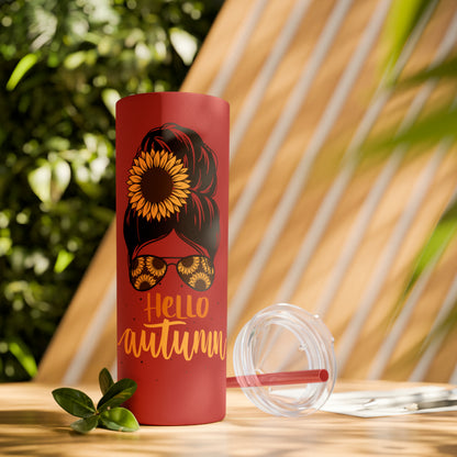 Hello Autumn Skinny Tumbler with Straw, 20oz