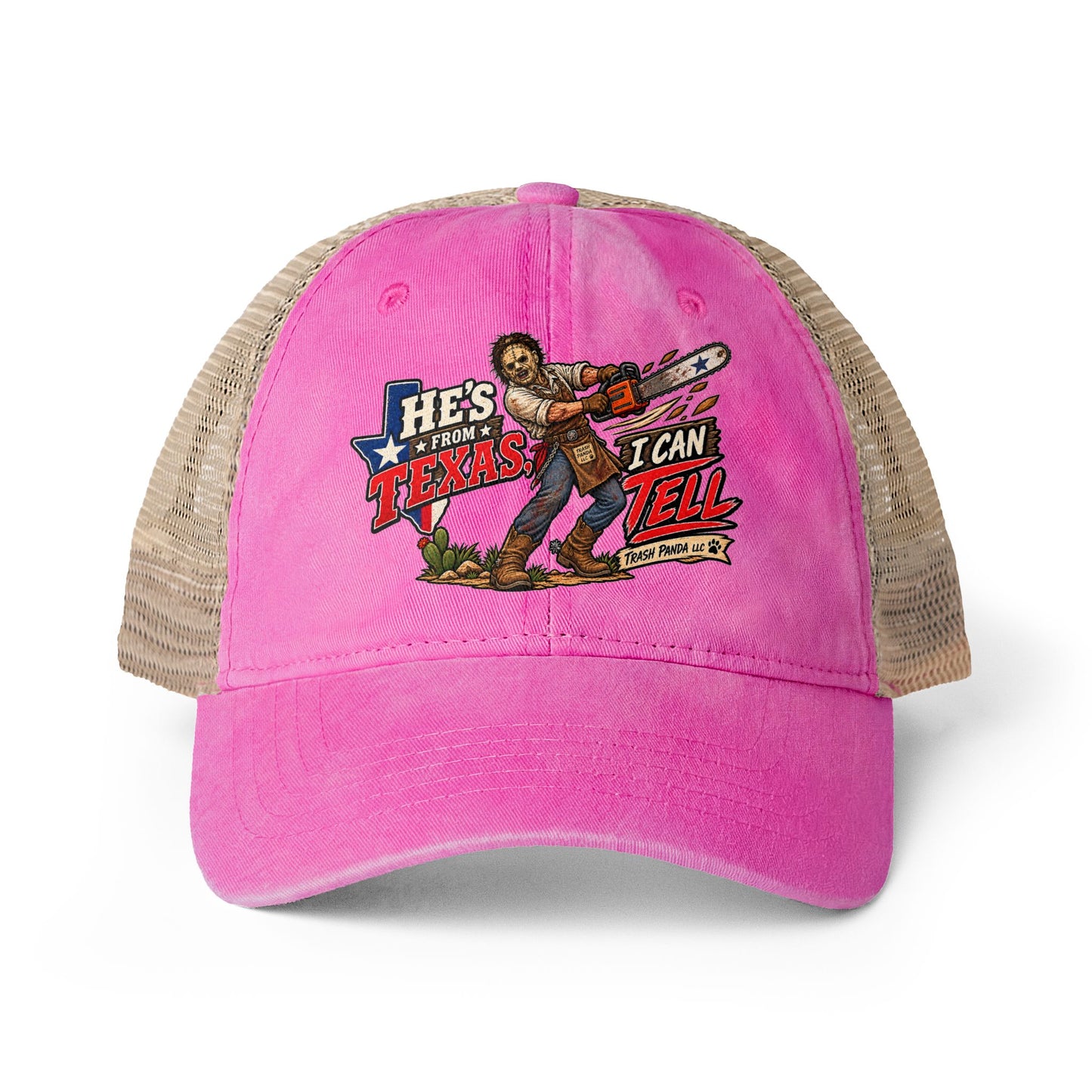 He's From Texas Women's Washed Mesh-Back Ponytail Cap