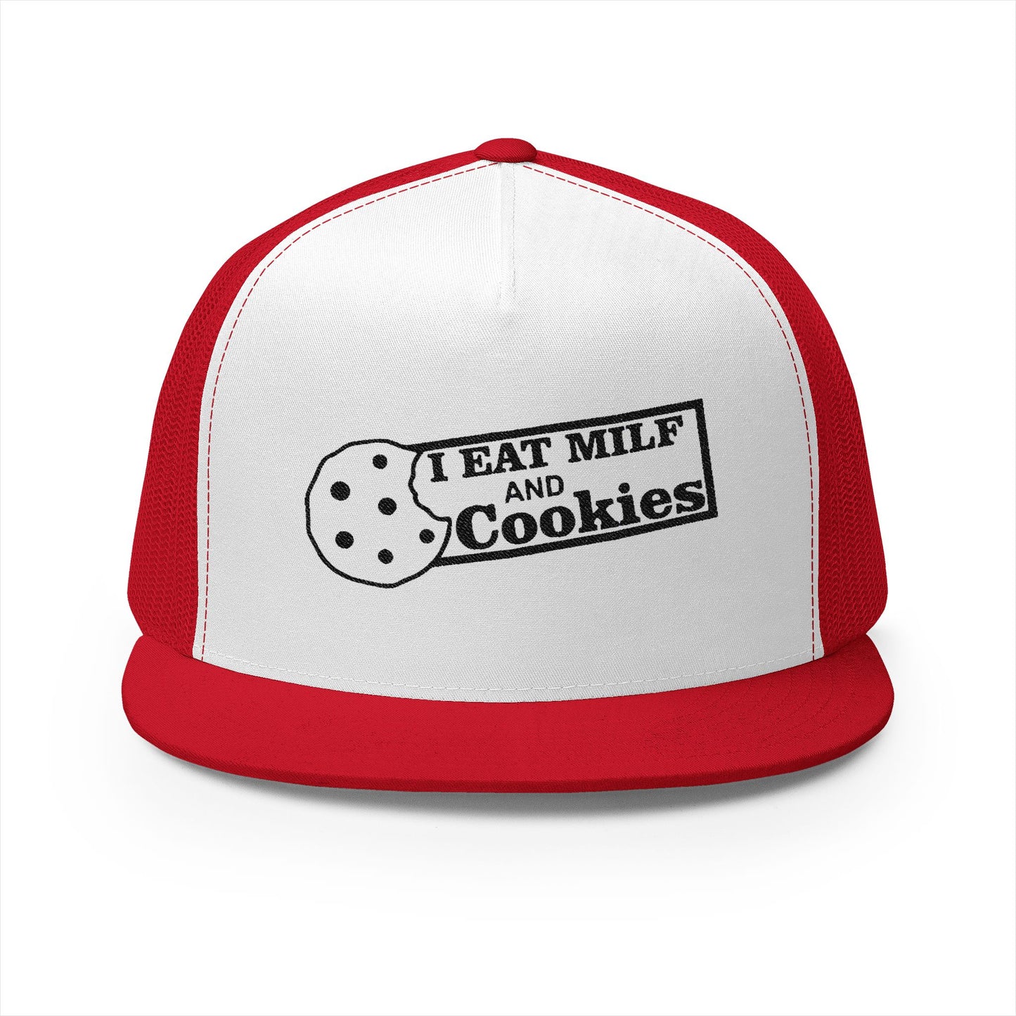 I Eat Milf & Cookies 5 Panel Trucker Cap (Embroidery)