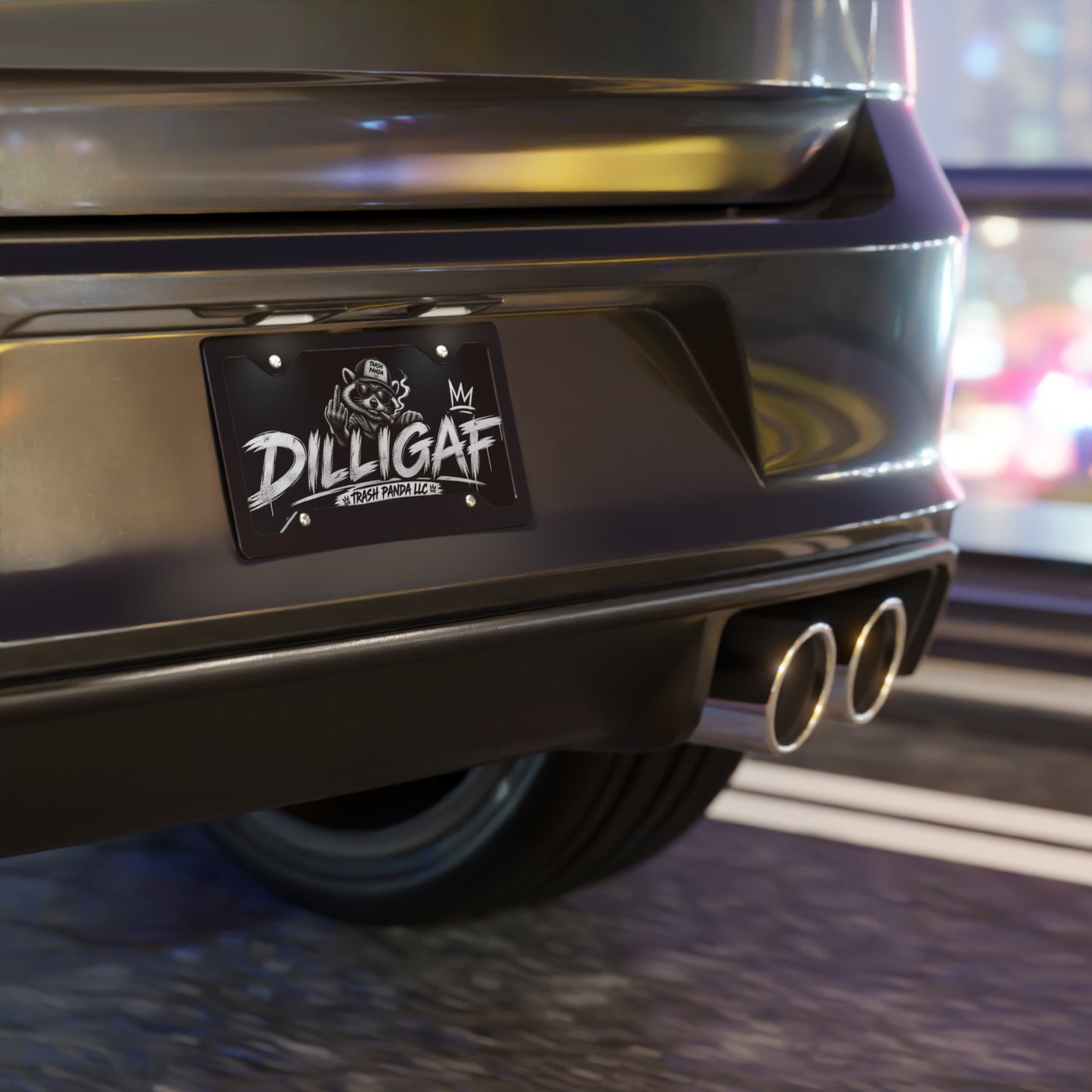 DILLIGAF Black Vanity Plate