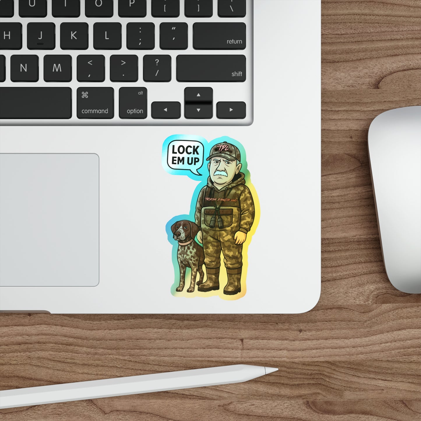 Lock Em Up Hunting Dog Holographic Die-cut Stickers