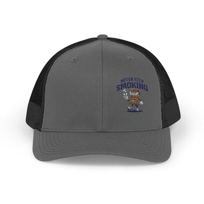 Never Stop Smoking Richardson 112 Snapback Trucker Cap