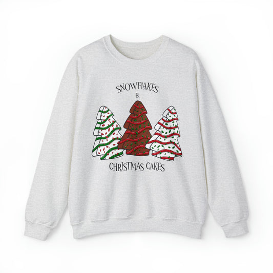 Snowflakes & Christmas Tree Cake Sweatshirt Unisex Heavy Blend™ Crewneck Sweatshirt