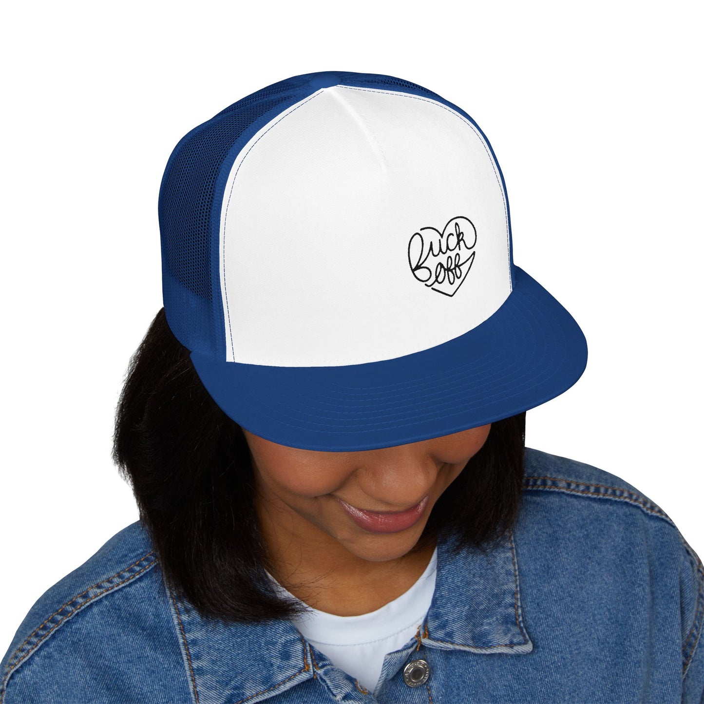 F*CK OFF Heart (Ladies) 5 Panel Trucker Cap (Embroidery)
