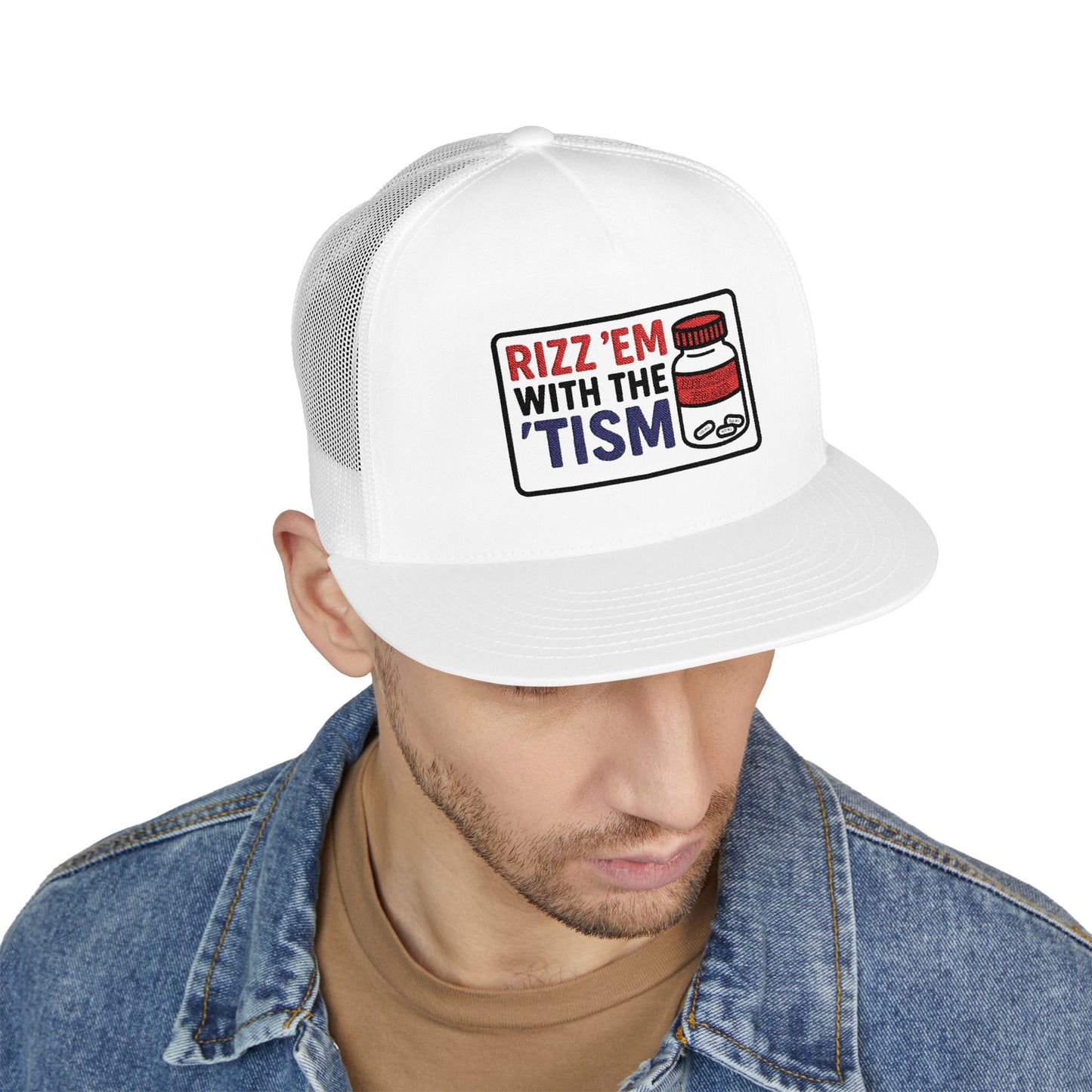 Rizz Em With The Tism (Tynl) 5 Panel Trucker Cap (Embroidery)